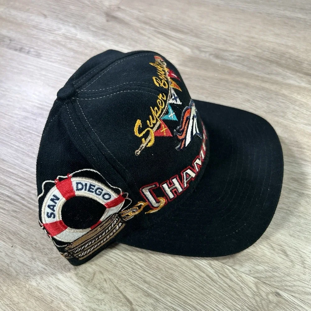 VTG Logo Athletic 1998 Denver Broncos Snapback Hat NFL Super Bowl Black Cap